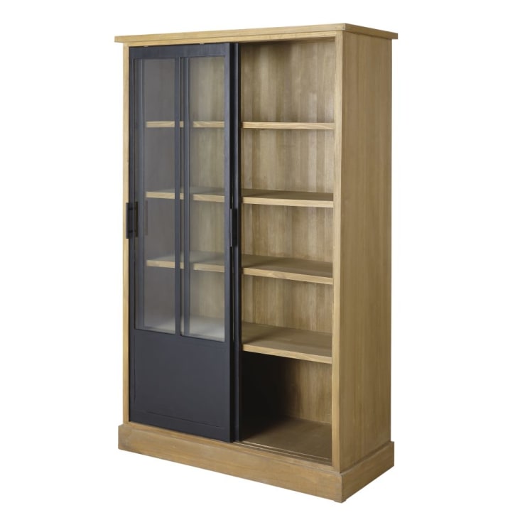 Maisons du Monde Ventura - Vitrina con 2 puertas de pino macizo y vidrio templado ÚLTIMAS EDICIONES