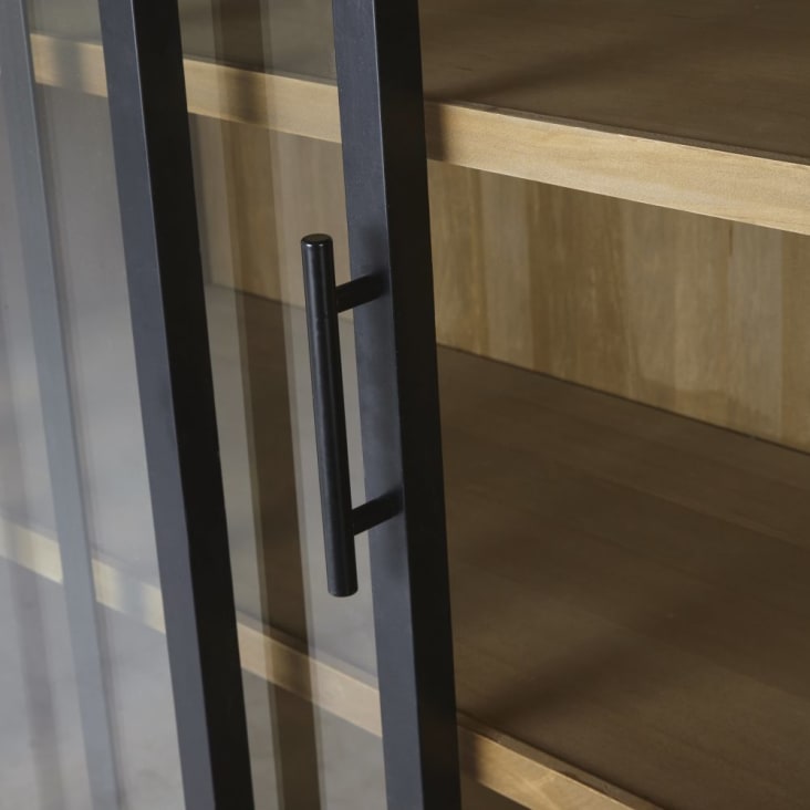 Maisons du Monde Ventura - Vitrina con 2 puertas de pino macizo y vidrio templado ÚLTIMAS EDICIONES