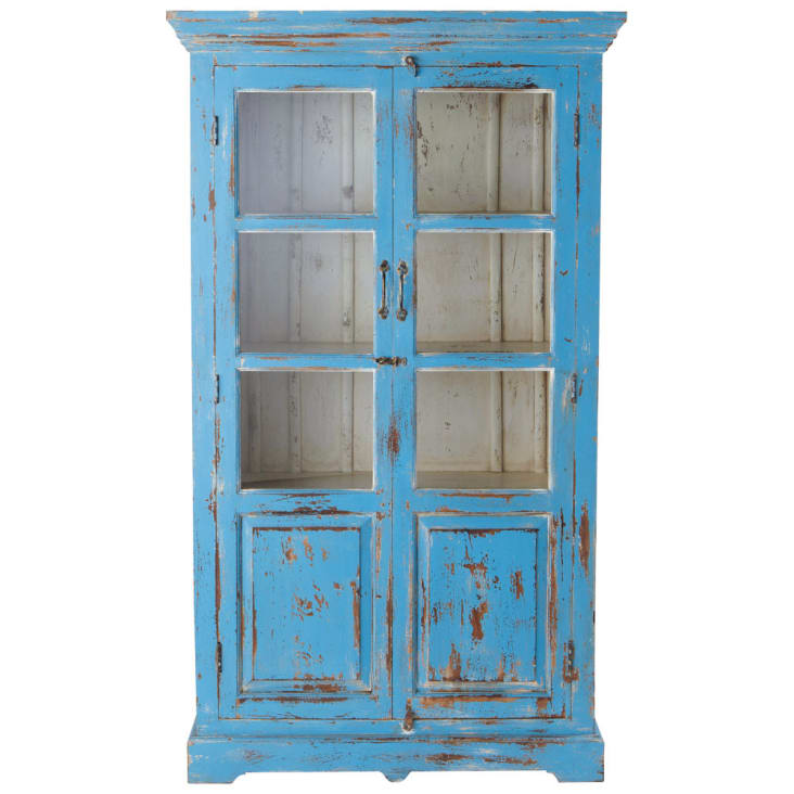 Maisons du Monde Avignon - Vitrina de mango turquesa efecto envejecido An. 105cm