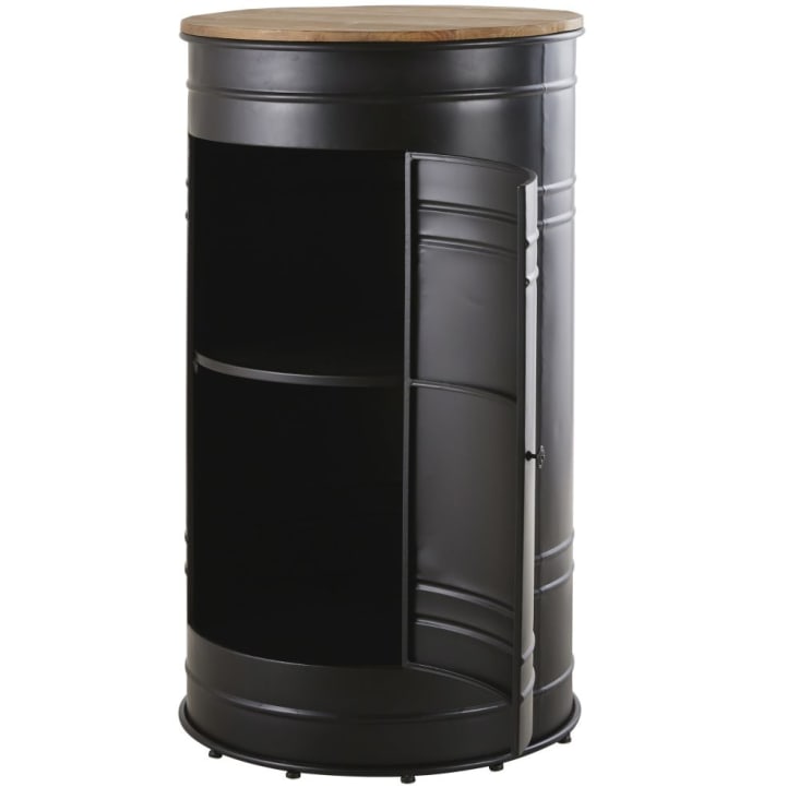 Maisons du Monde Harlem - Mueble bar de metal negro y abeto macizo Promoción trimestral