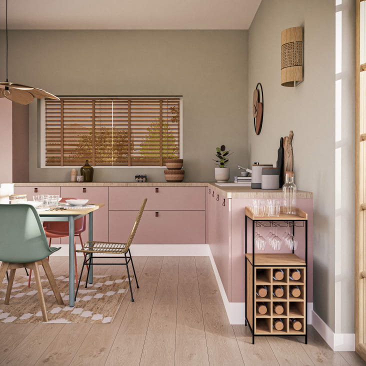 Maisons du Monde Rooftop - Botellero de madera de abeto y metal negro Solo queda un día