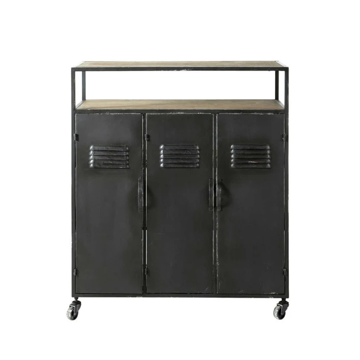 Maisons du Monde Kraft - Mueble bar industrial con ruedas de metal gris antracita Envío internacional gratuito
