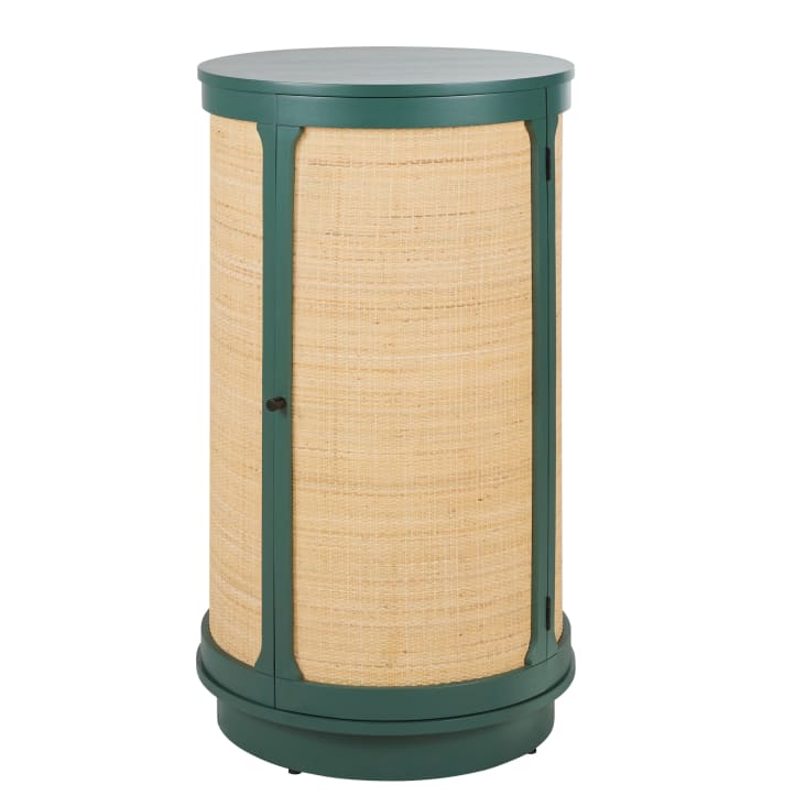 Maisons du Monde Dabali - Mueble bar con 1 puerta verde oscuro de ratán trenzado Limitado a 3 días