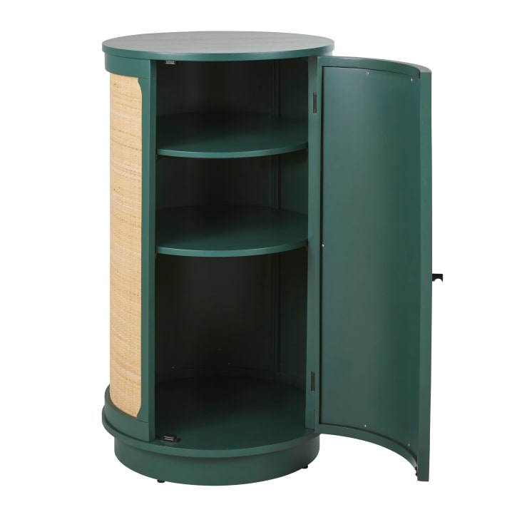 Maisons du Monde Dabali - Mueble bar con 1 puerta verde oscuro de ratán trenzado Limitado a 3 días