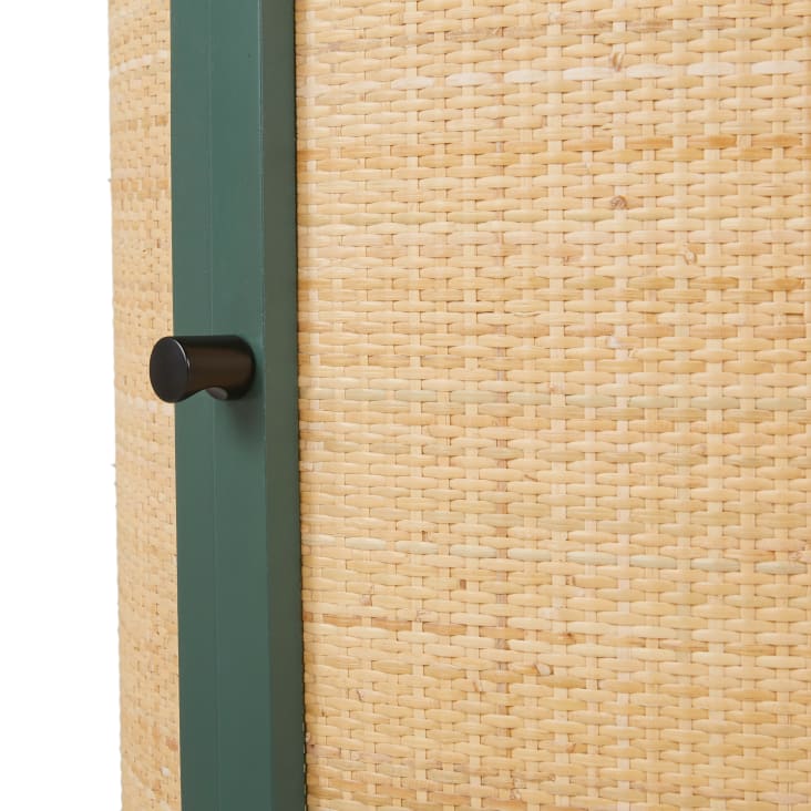 Maisons du Monde Dabali - Mueble bar con 1 puerta verde oscuro de ratán trenzado Limitado a 3 días