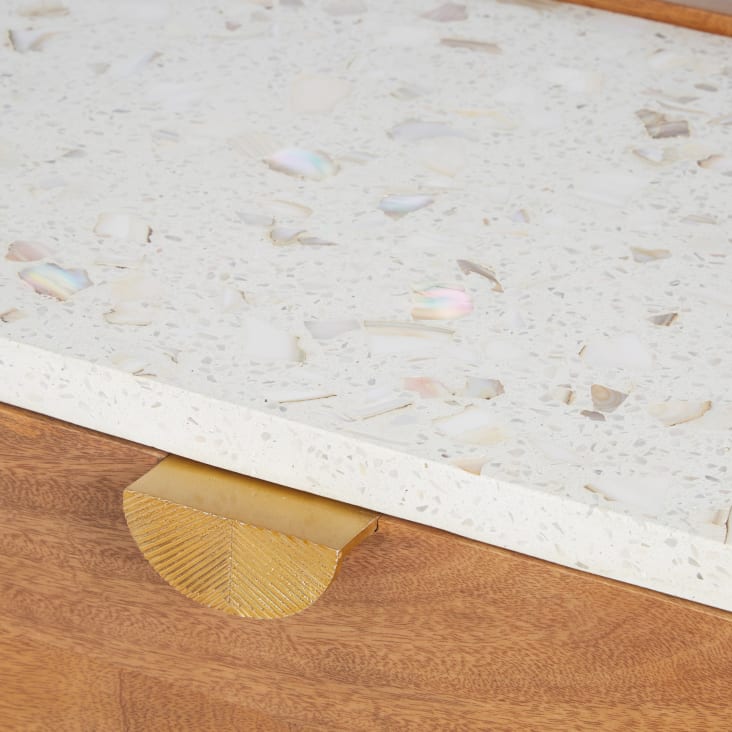 Maisons du Monde Perseus - Barra de bar de madera de mango maciza con incrustaciones de nácar En oferta