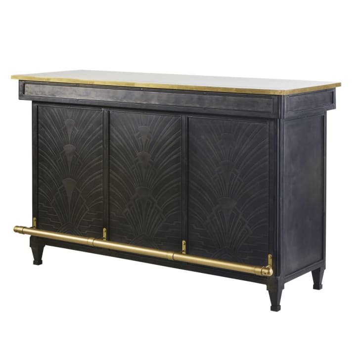 Maisons du Monde Gotham - Mueble bar 1 cajón 1 puerta de color latón y negro Libre de impuestos