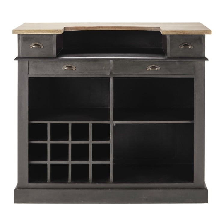 Maisons du Monde Germain - Mueble bar 4 cajones gris carbón Descuentos del mes