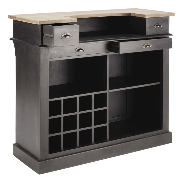Maisons du Monde Germain - Mueble bar 4 cajones gris carbón Descuentos del mes