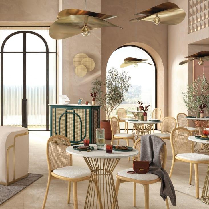 Maisons du Monde Splendid - Mueble bar de rejilla de ratán verde y metal color latón con 1 puerta Descuento por venta flash