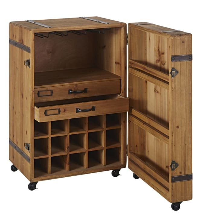 Maisons du Monde MEDY - Minibar con 2 cajones y botellero con ruedas Ofertas de temporada