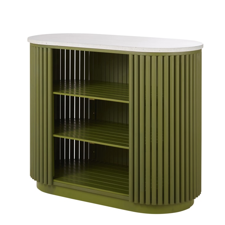 Maisons du Monde Carlita Business - Barra de bar de madera maciza de acacia verde con tablero efecto terrazo Precio ultrabajo