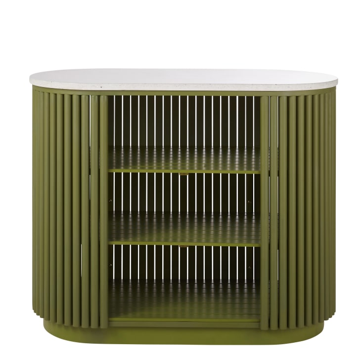 Maisons du Monde Carlita Business - Barra de bar de madera maciza de acacia verde con tablero efecto terrazo Precio ultrabajo
