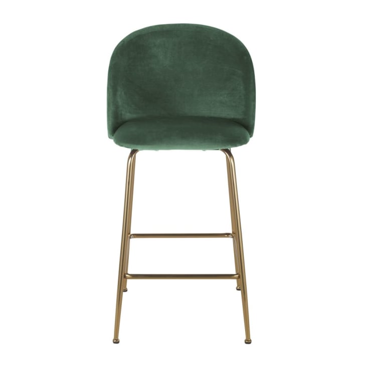 Maisons du Monde Ginette - Silla de terciopelo verde bosque para isla central H65 2025