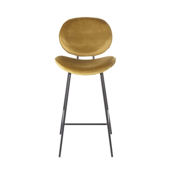 Maisons du Monde Luna - Silla de bar de terciopelo ocre y acero negro H73 Outlet