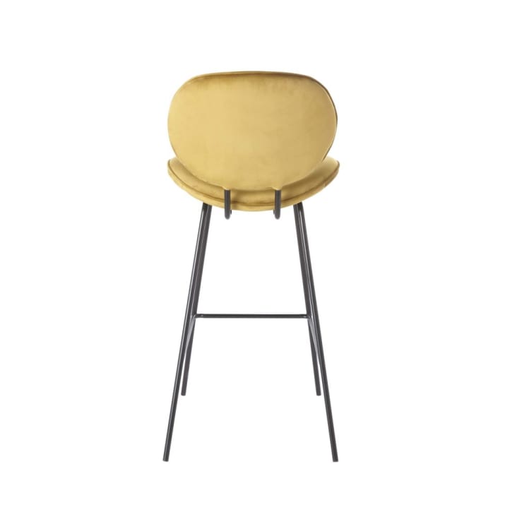 Maisons du Monde Luna - Silla de bar de terciopelo ocre y acero negro H73 Outlet