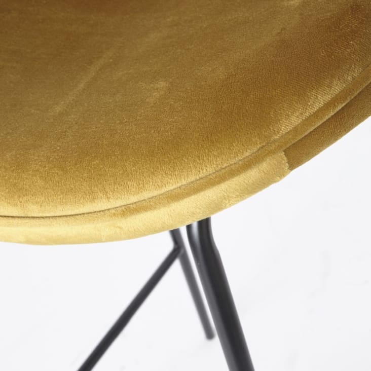 Maisons du Monde Luna - Silla de bar de terciopelo ocre y acero negro H73 Outlet