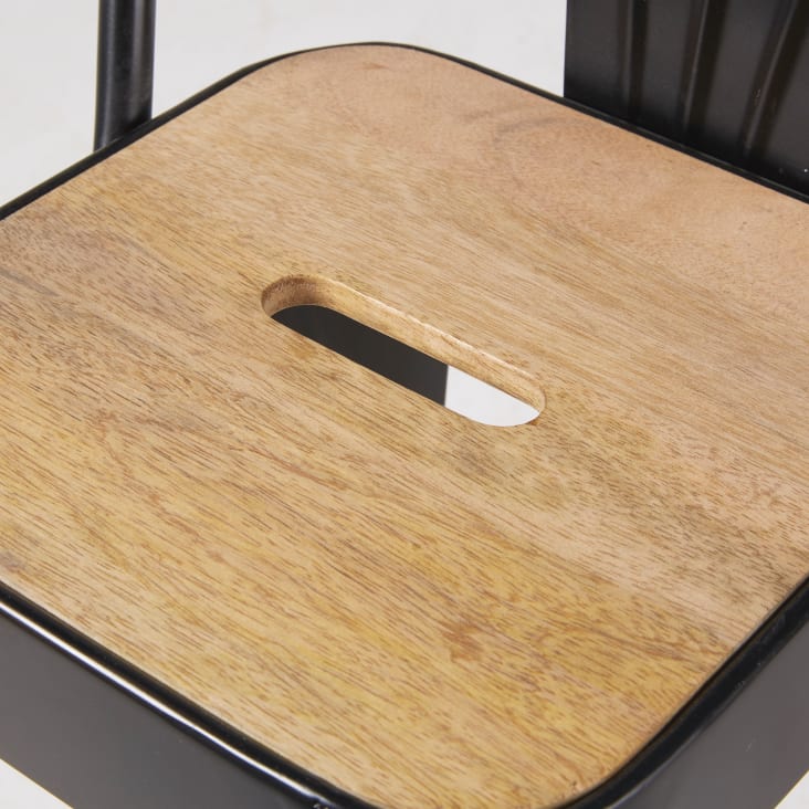 Maisons du Monde Manufacture Business - Sillas de bar profesionales de madera de mango y acero negro Alt.70 (x2) Outlet online