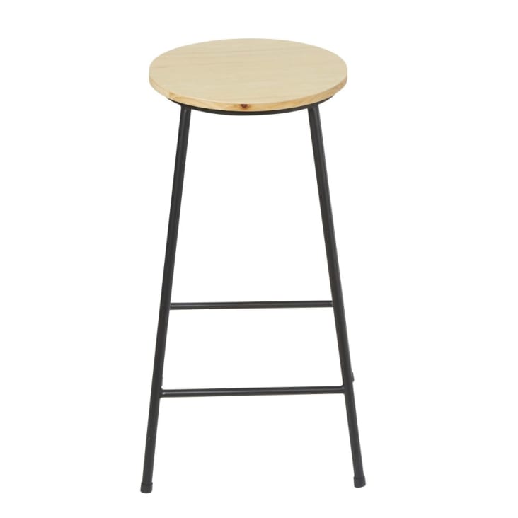 Maisons du Monde Stan - Taburete de bar industrial de abeto y acero negro Alt.64 En oferta
