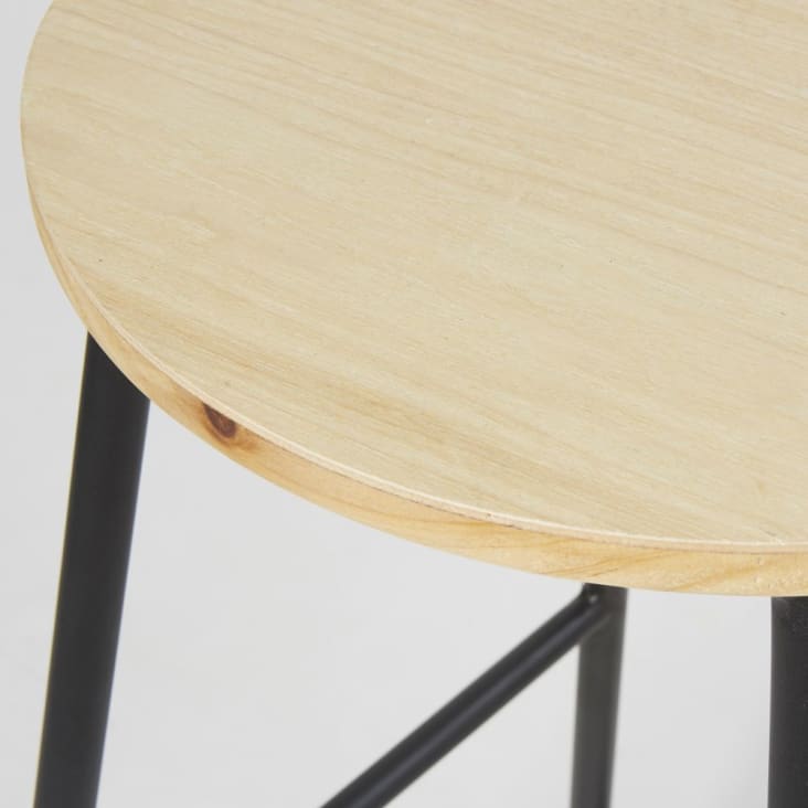 Maisons du Monde Stan - Taburete de bar industrial de abeto y acero negro Alt.64 En oferta