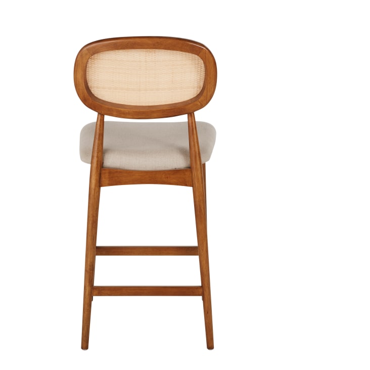 Maisons du Monde Fifty - Taburete de bar de madera oscura y lino crudo Rebajas baratas