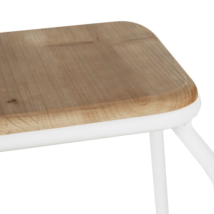 Maisons du Monde Kraft - Taburetes de bar de acero blanco y madera de abeto (x2) Alt. 75 Los más vendidos