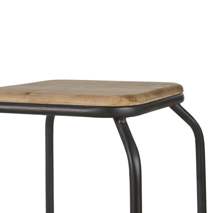 Maisons du Monde Kraft - Taburetes para isla de cocina de acero negro y madera de abeto (x2) Alt. 65 Ventas relámpago
