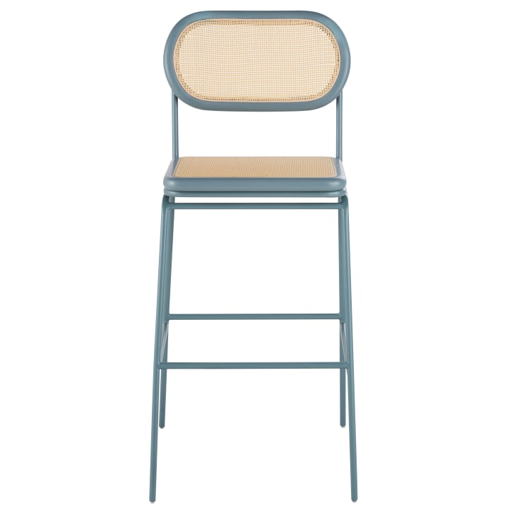 Maisons du Monde Alba - Set de 2 sillas de bar de acero y ratán sintético beige y verde Descuento
