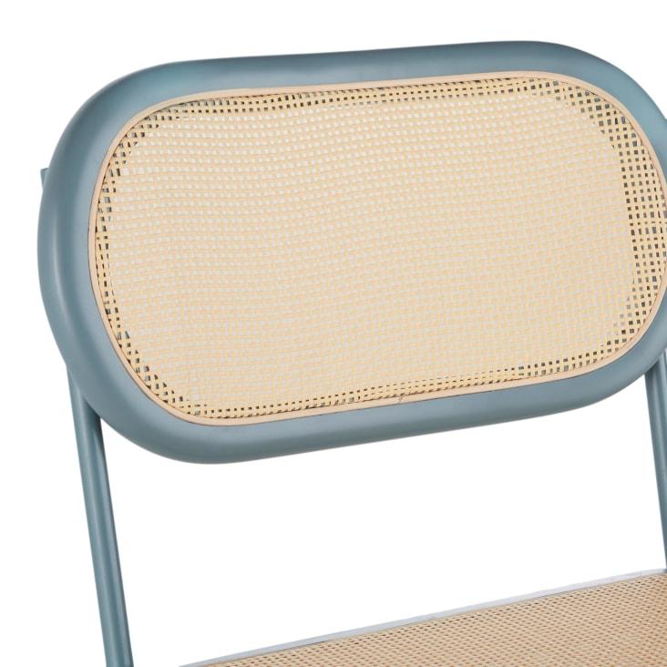 Maisons du Monde Alba - Set de 2 sillas de bar de acero y ratán sintético beige y verde Descuento