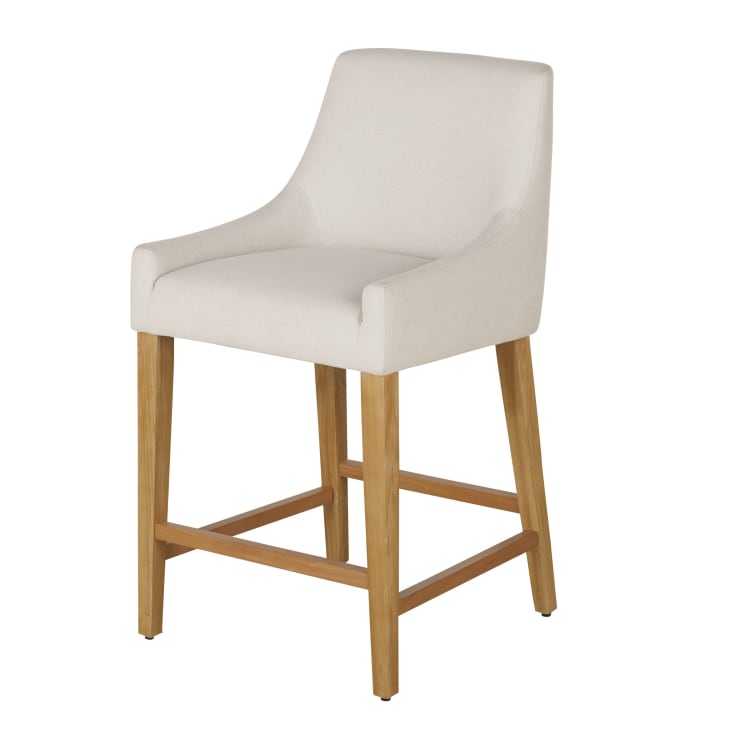 Maisons du Monde Folly - Pack de 2 sillas de isla con respaldo de madera y tapizado beige Tienda