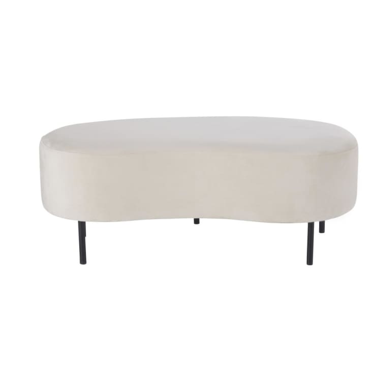Maisons du Monde MARCELLIN - Banco de terciopelo gris claro y metal negro
