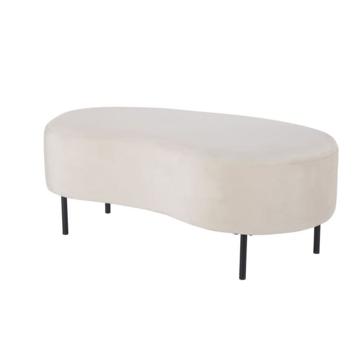 Maisons du Monde MARCELLIN - Banco de terciopelo gris claro y metal negro Rebajas top