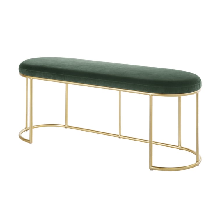 Maisons du Monde Banco de terciopelo verde y metal dorado Envío gratis