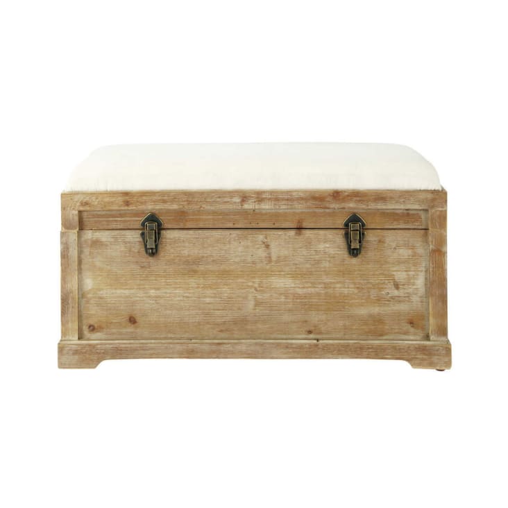 Maisons du Monde Cascabel - Banco con baúl de almacenaje de abeto y algodón