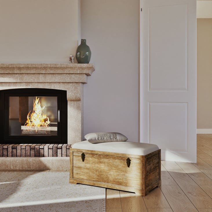 Maisons du Monde Cascabel - Banco con baúl de almacenaje de abeto y algodón Envío gratis