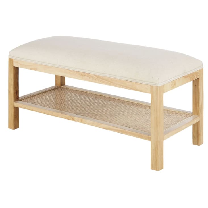 Maisons du Monde MALORINE - Banco de madera de hevea con rejilla de ratán COMPRAR AHORA
