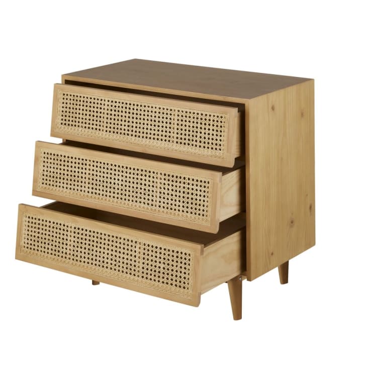 Maisons du Monde Suzelle - Cómoda de 3 cajones con rejilla de ratán Último día