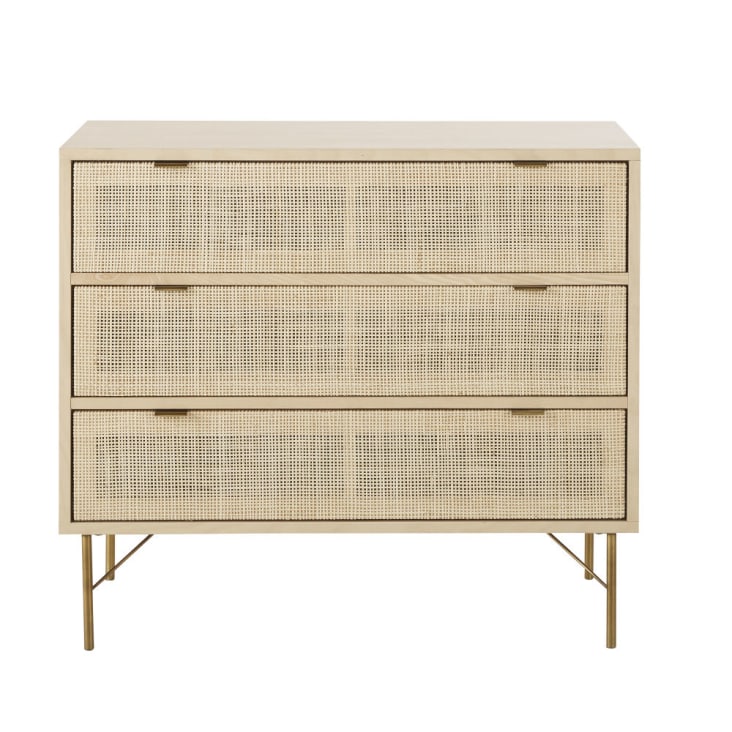 Maisons du Monde Solstice - Cómoda de 3 cajones de enrejado de mimbre