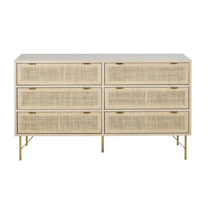 Maisons du Monde Solstice - Cómoda doble con 6 cajones y rejilla de ratán
