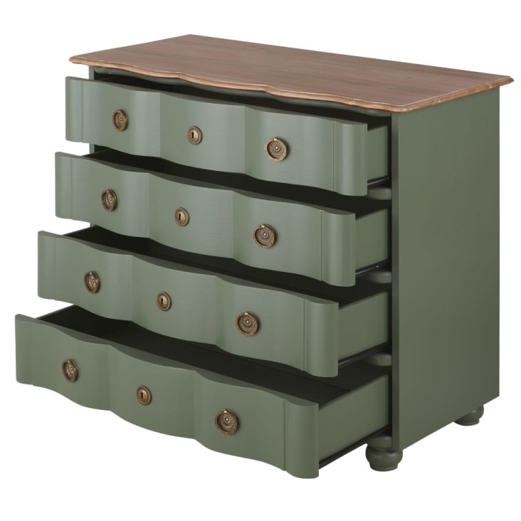 Maisons du Monde Gustavia - Cómoda en verde caqui y metal dorado con 4 cajones Promoción trimestral