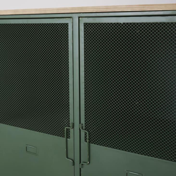 Maisons du Monde Chilham - Aparador industrial de abeto y metal verde con ruedas y 3 puertas Solo queda un día