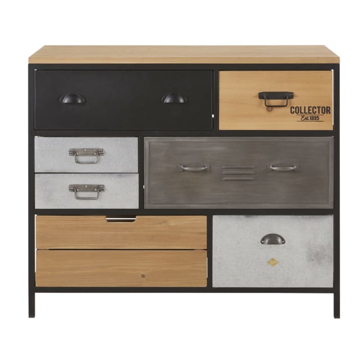 Maisons du Monde Harvey - Cómoda de 8 cajones de metal y abeto Superdescuento