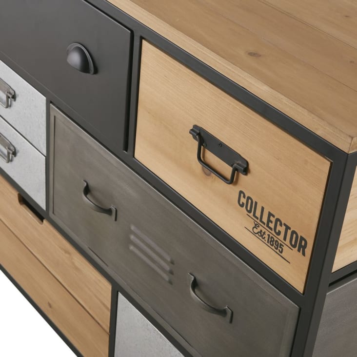 Maisons du Monde Harvey - Cómoda de 8 cajones de metal y abeto Superdescuento