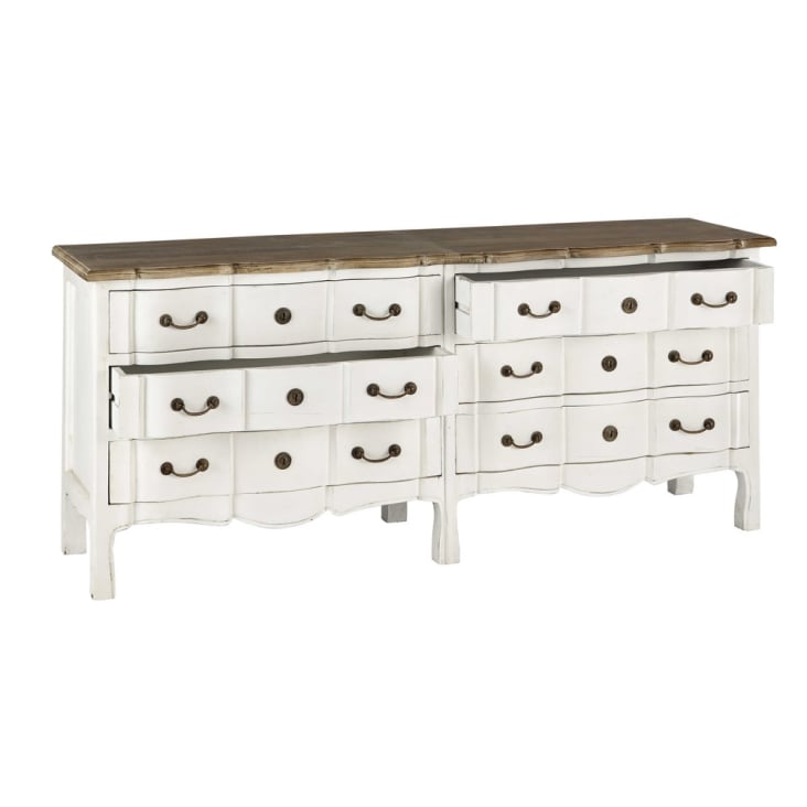 Maisons du Monde Versailles - Cómoda doble 6 cajones blanca Grandes descuentos
