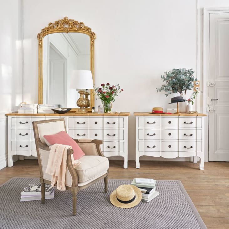 Maisons du Monde Versailles - Cómoda doble 6 cajones blanca Grandes descuentos