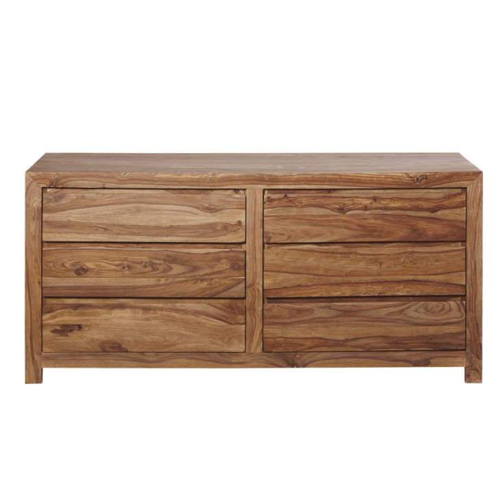 Maisons du Monde Stockholm - Cómoda doble con 6 cajones de madera maciza de palo rosa
