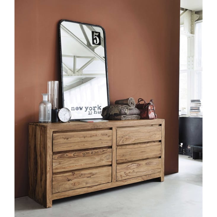 Maisons du Monde Stockholm - Cómoda doble con 6 cajones de madera maciza de palo rosa Liquidación
