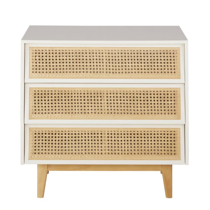 Maisons du Monde Suzelle - Cómoda blanca con 3 cajones de rejilla de ratán Ofertas de temporada