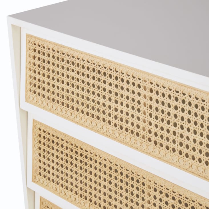 Maisons du Monde Suzelle - Cómoda blanca con 3 cajones de rejilla de ratán Ofertas de temporada