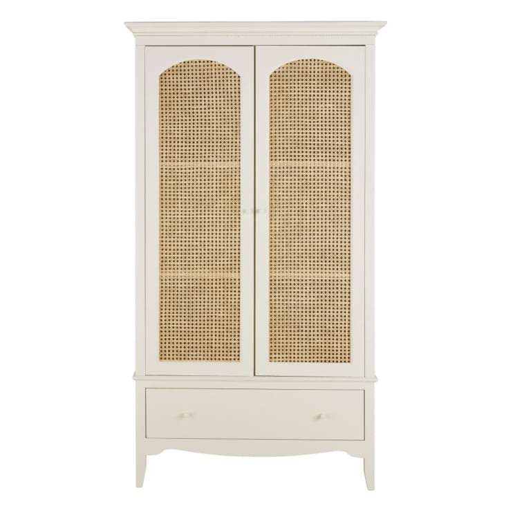 Maisons du Monde Debbie - Armario con 2 puertas y 1 cajón blanco roto de ratán